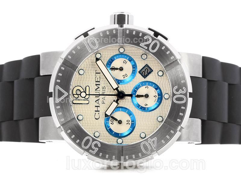 Chaumet Class One Chronograph Swiss Valjoux 7750 Movement with White Dial-Rubber Strap