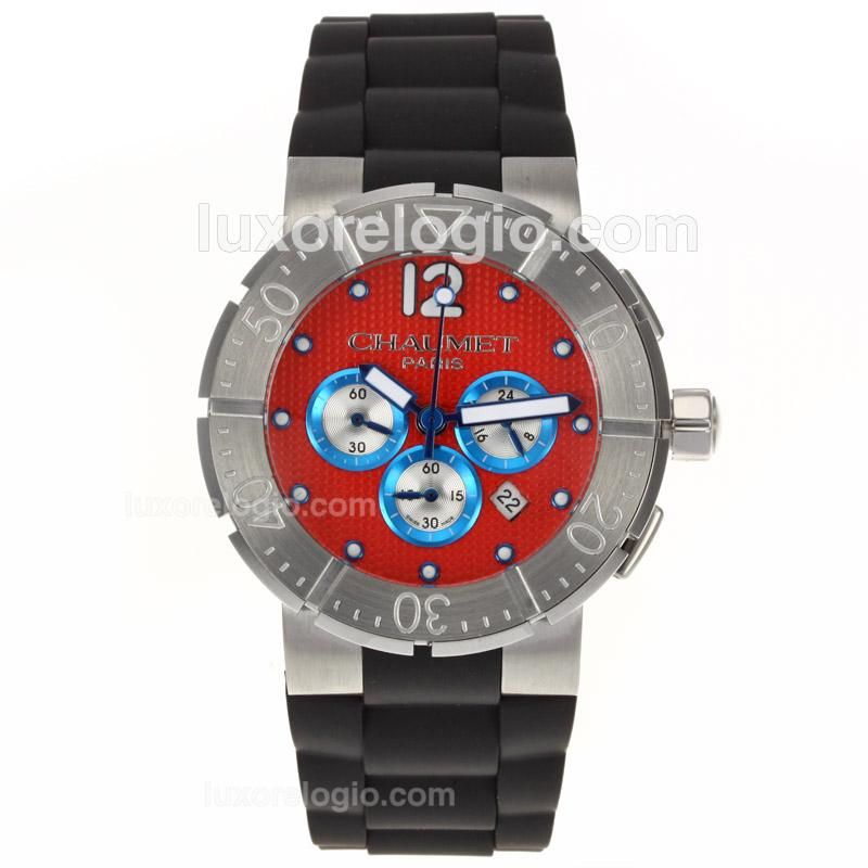 Chaumet Class One Working Chronograph with Red Dial-Rubber Strap