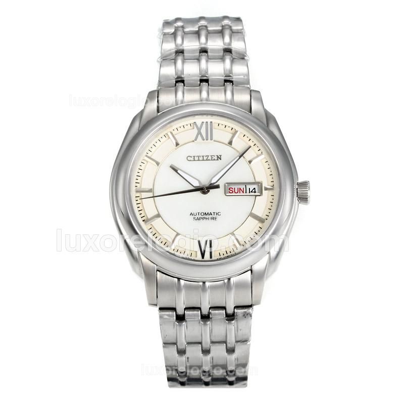 Citizen Automatic with White Dial S/S-18K Gold Plated Movement