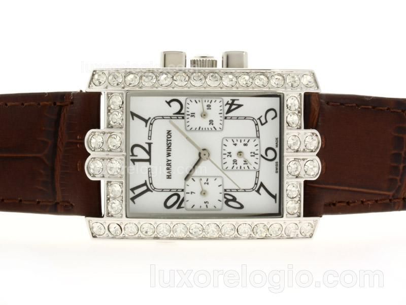 Harry Winston Avenue C Automatic Diamond Bezel with White Dial-Number Marking Lady Size