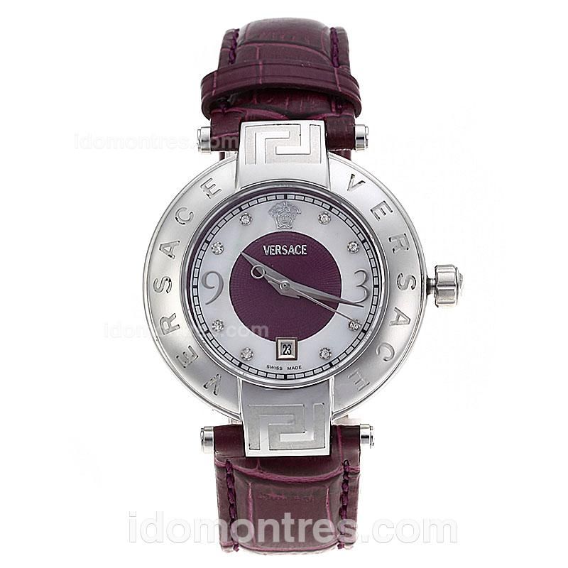 Versace Diamond Markers with Purple Leather Strap-Sapphire Glass