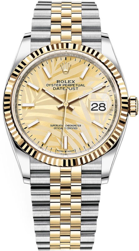 Replica Rolex Datejust Gold Palm Motif Dial 126233