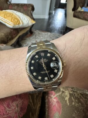 36mm Rolex Datejust with diamond hour markers