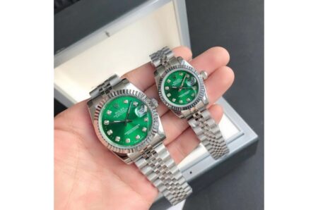 Replica Rolex Datejust SS/SS Jub Green/Dia