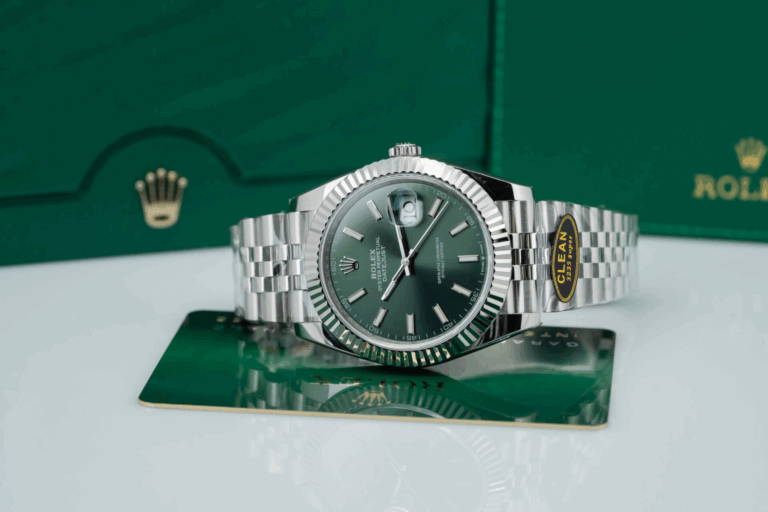 Replica Rolex Datejust Mint Green Dial fluted Bezel Jubilee Bracelet