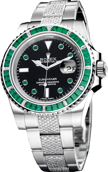 Rolex Submariner Diamond Emerald Baguette Unisex Watch Model: 116649-74789