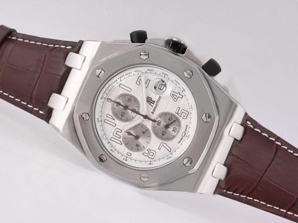 Audemars Piguet Royal Oak Offshore 26020ST.OO.D001IN.02.A 44mm Brown Cow Leather Strap Watch