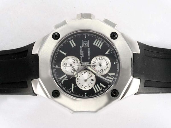 Baume Mercier Riviera XXL 8594 43mm Stainless Steel Case Black Dial Watch