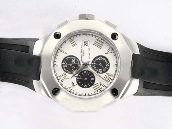 Baume Mercier Riviera XXL 8594 White Dial Automatic Stainless Steel Bezel Watch