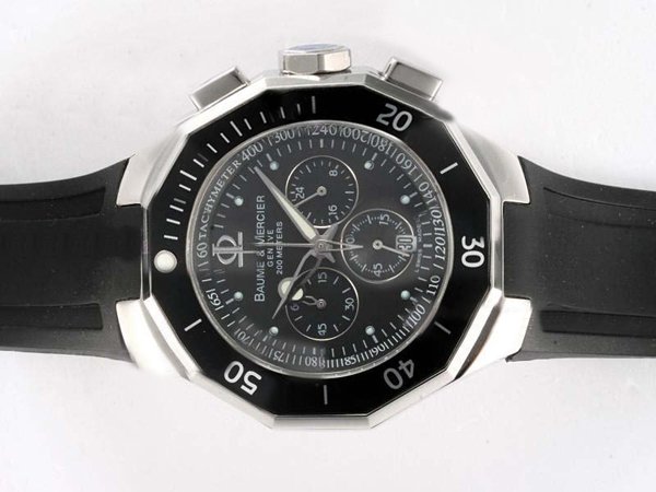 Baume Mercier Riviera XXL 8723 43mm Black Dial Stainless Steel Case Watch