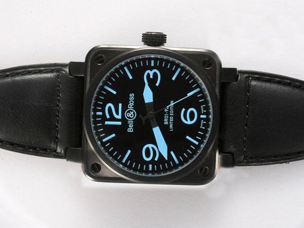 Bell Ross BR01-94 Limited editions BR01-92 Blue Leather 38x38mm PVD Case Midsize Watch