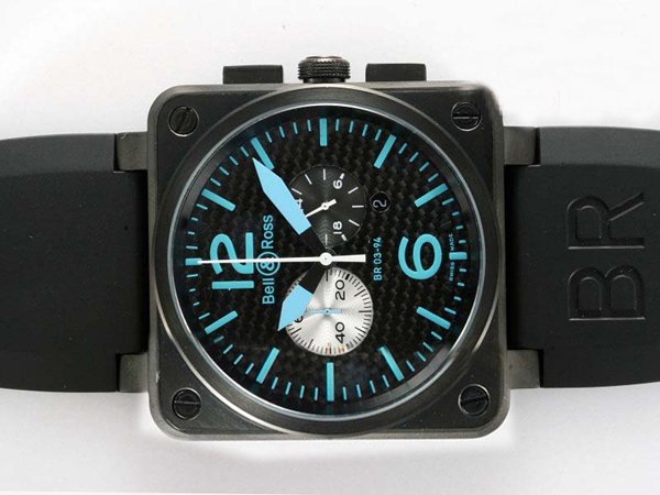 Bell Ross BR01-94 Limited editions BR01-92 Blue Rubber Oval PVD Case Watch