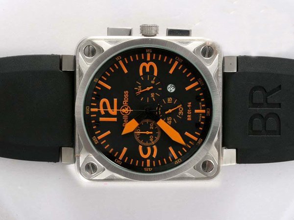Bell Ross BR01-94 Limited editions BR01-94 Orange Rubber Black Dial Square Quartz Chronograph Watch