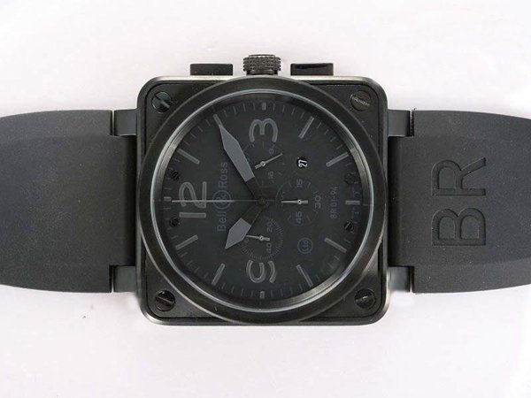Bell Ross BR01-94 Limited editions BR01-94 Phantom Black Dial Quartz Chronograph PVD Bezel Watch