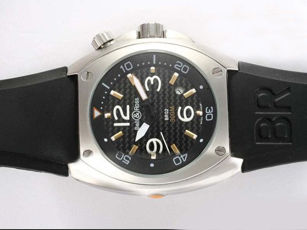 Bell Ross BR02 BR02 PRO Dial Steel Black Dial Black Rubber Strap Watch