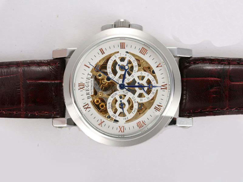 Breguet Classique Chronograph 3355/PT/00/986 Brown Crocodile Leather Strap Round White Dial Watch