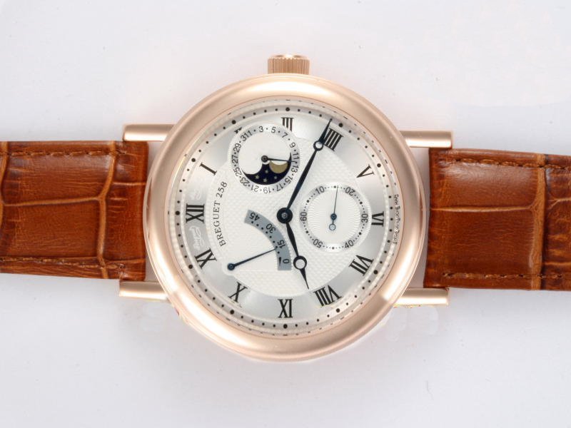 Breguet Classique Moonphase 7137BA/11/9V6 Brown Cow Leather Strap White Dial 39mm Watch