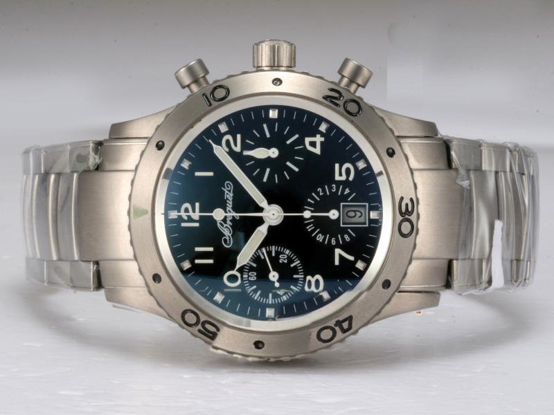 Breguet Type XXI 3800ST/92/SW9 Titanium Bezel Blue Dial Silver Stainless Steel Strap Watch