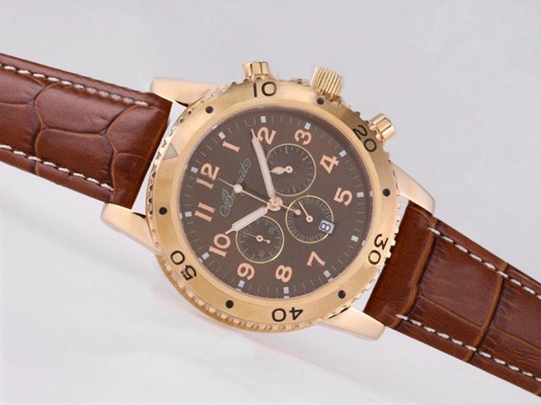 Breguet Type XXI 3820ST/H2/9W6 Round Brown Dial Brown Crocodile Leather Strap Watch