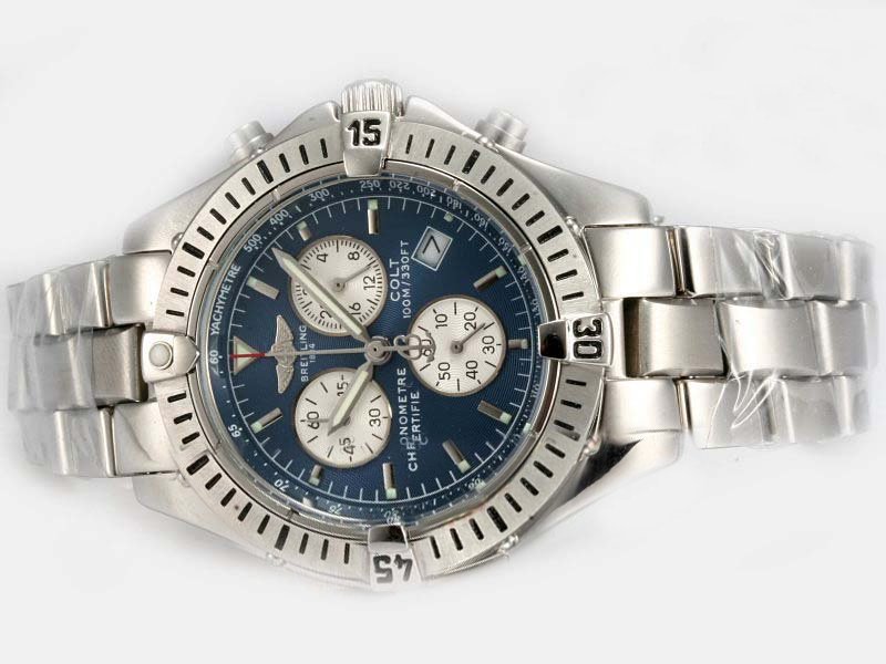 Breitling Aeromarine Chrono Colt A73380 Quartz Chronograph 38mm Blue Dial Watch