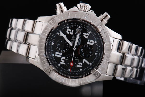 Breitling Avenger Skyland A13380 Black Dial Round Silver Stainless Steel Strap Watch
