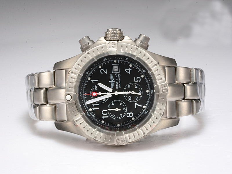 Breitling Avenger Skyland A1338012-B861 Silver Titanium Strap 44mm Black Dial Watch