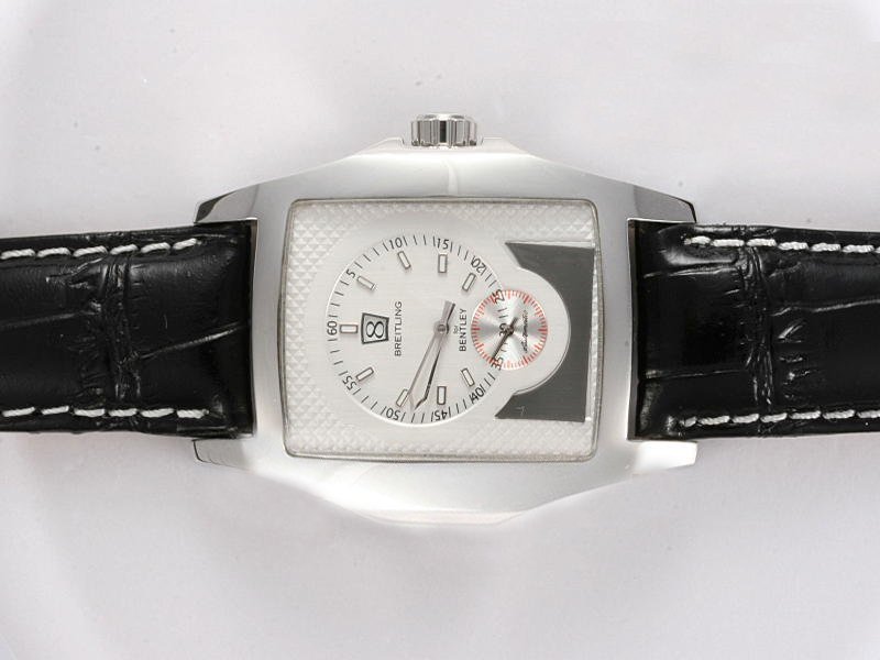 Breitling Bentley Flying B Silver/Grey Black Dial Rubber Stainless Steel Case White Dial Watch