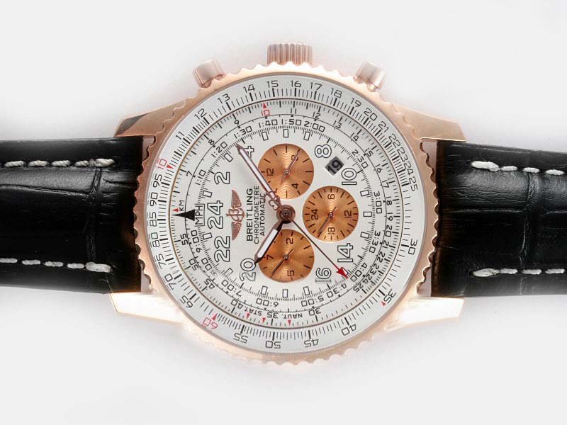 Breitling Navitimer Cosmonaute A2232212 White Dial Rose Gold Bezel Automatic Watch