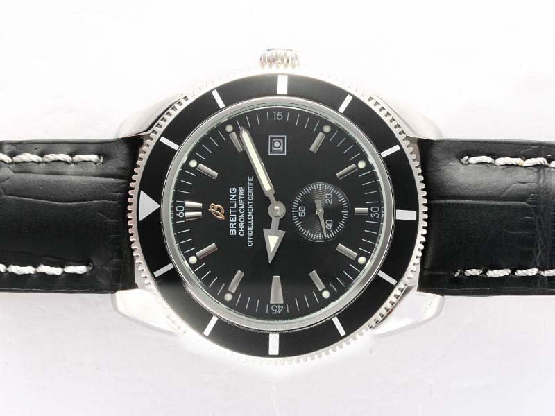 Breitling Super Ocean A1732124-BA61BKOR Mens Black Crocodile Leather Strap Round Watch