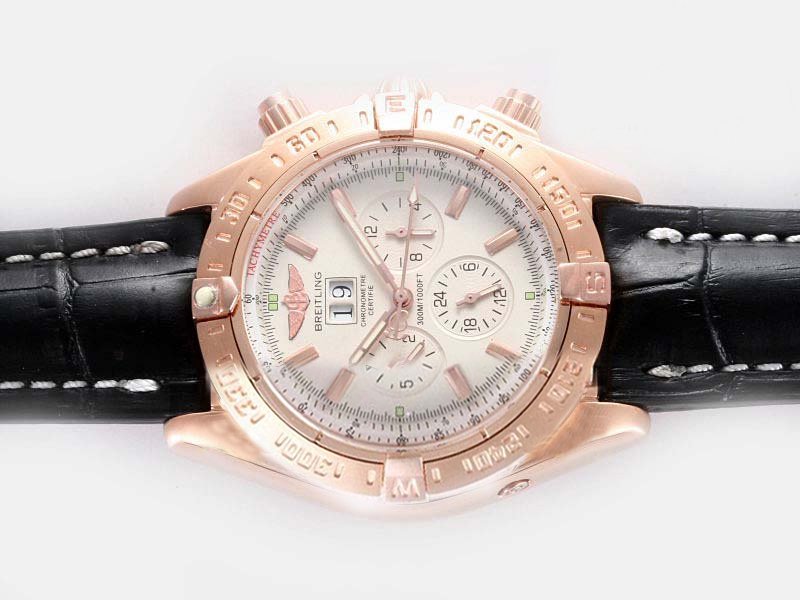 Breitling Windrider Blackbird 160875616307 Pink Dial Rose Gold Bezel Watch