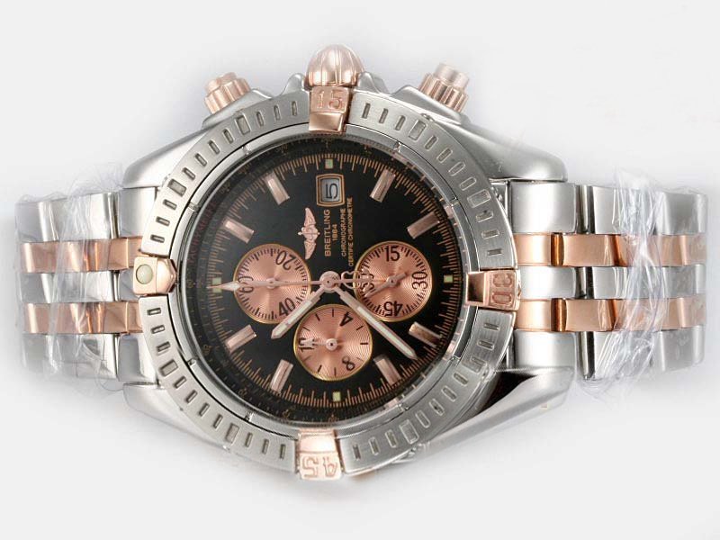 Breitling Windrider Chronomat Evolution B133563 Black Dial Round Silver Stainless Steel Strap Watch