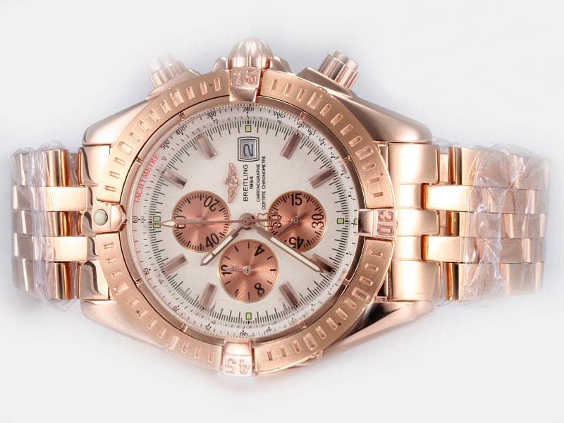Breitling Windrider Chronomat Evolution Rose Gold Rose Gold Bezel Midsize Quartz Chronograph Watch