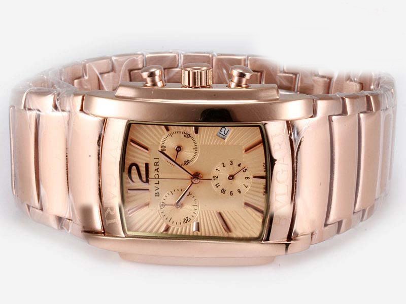 Bvlgari Assioma AA44C13GLDCH Mens Rose Gold Case Square Watch