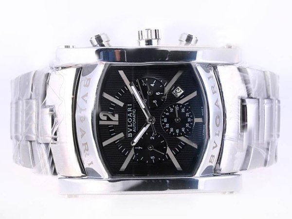 Bvlgari Assioma AA44C14SSDCH Black Dial Stainless Steel Case Square Watch