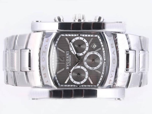 Bvlgari Assioma AA44C14SSDCH Silver Stainless Steel Strap Square Black Dial Watch