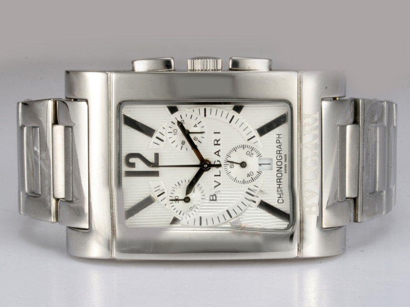 Bvlgari Assioma AA44C14SSDCH Silver Stainless Steel Strap Square Mens Watch