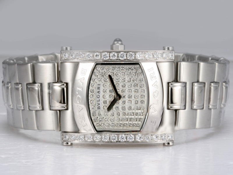 Bvlgari Assioma AAW36D1DL Diamond Dial Diamond Bezel Stainless Steel Case Watch