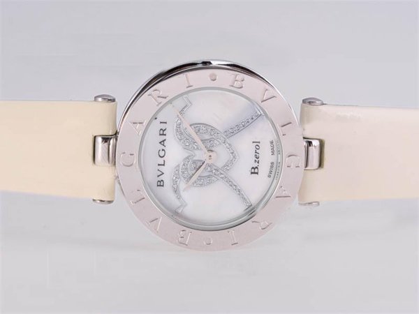 Bvlgari B.Zeroi BZ35WHDSL Womens 35mm White Cow Leather Strap Watch