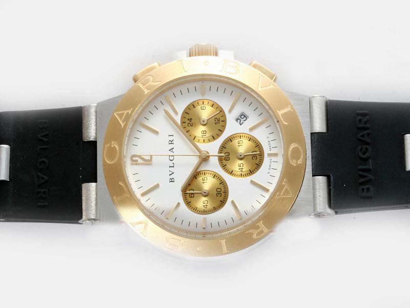 Bvlgari Diagono CH35WSGDAuto White Dial 35mm 18K Gold Case Watch