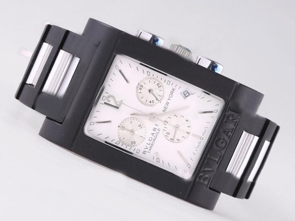 Bvlgari Rettangold RTC49C6LSLD 49mm White Dial Quartz Chronograph Watch