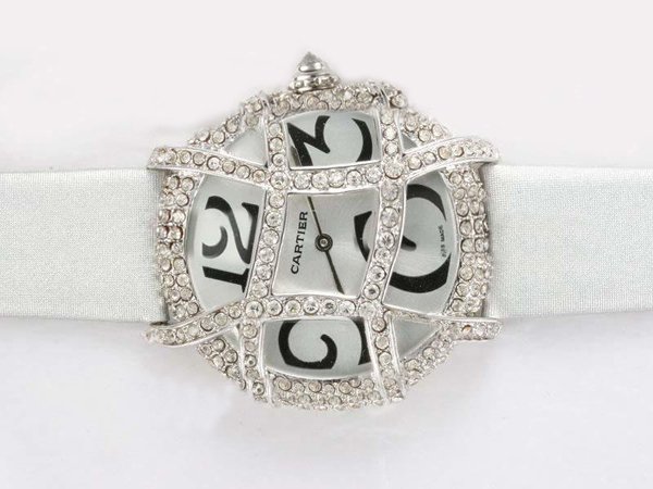 Cartier Libre WJ304350 White Crocodile Leather Strap White Dial Round Watch