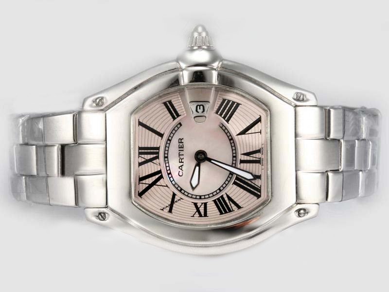 Cartier Roadster W62017V3 Pink Dial 33x37mm Stainless Steel Case Watch