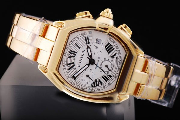 Cartier Roadster W6206001 Mens Gold Stainless Steel Strap Rectangle Watch