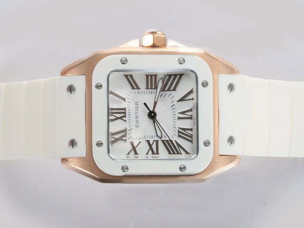 Cartier Santos 100 25232 Stainless Steel Case Womens Stainless Steel Bezel Watch