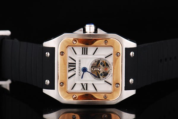 Cartier Santos 100 W20071Y1 Tourbillon Square White Dial Watch