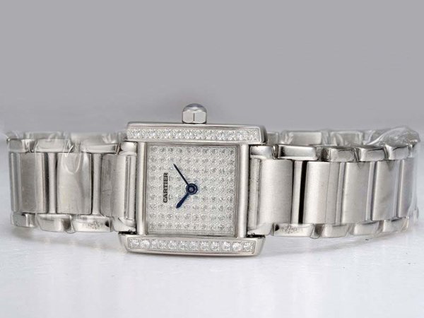 Cartier Tank W5101193 Womens Square Stainless Steel Case Watch