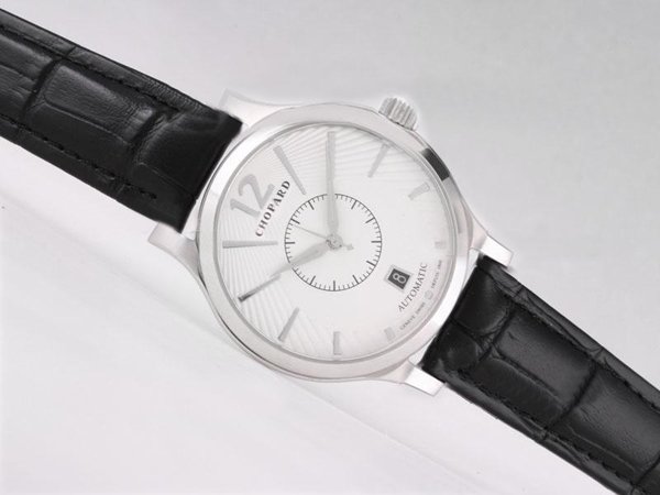 Chopard L.U.C. Classic 161880-0001 Round Black Cow Leather Strap White Dial Watch