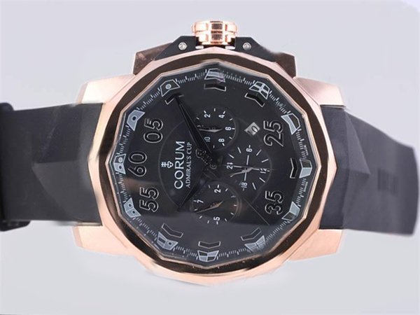 Corum Admirals Cup 753.934.95/0371 AN92 Round Stainless Steel Case Black Dial Watch
