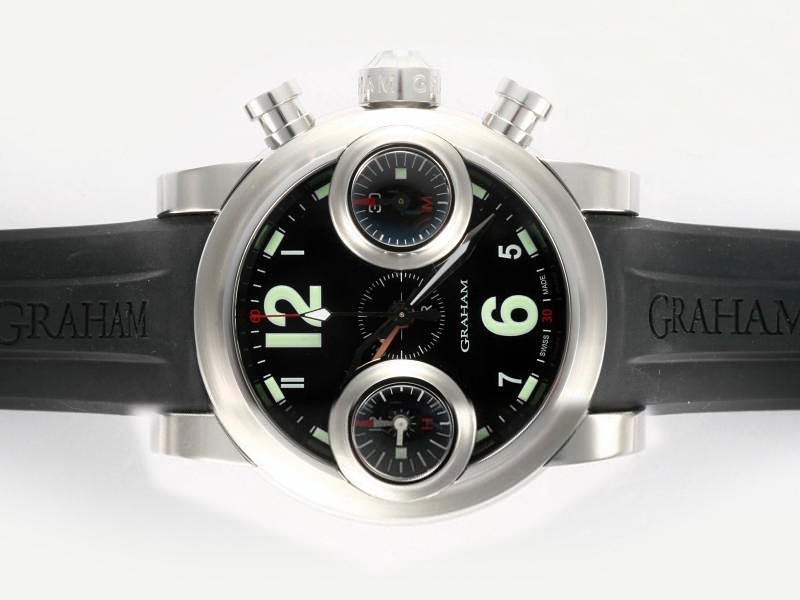 Graham Swordfish Silver Knight 2SWAS.B06A.K06B Black Rubber Strap 46mm Midsize Watch