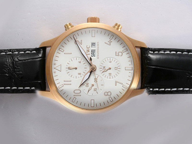 IWC Classic Pilot Chronogragh IW3717-13 White Dial 46mm Watch